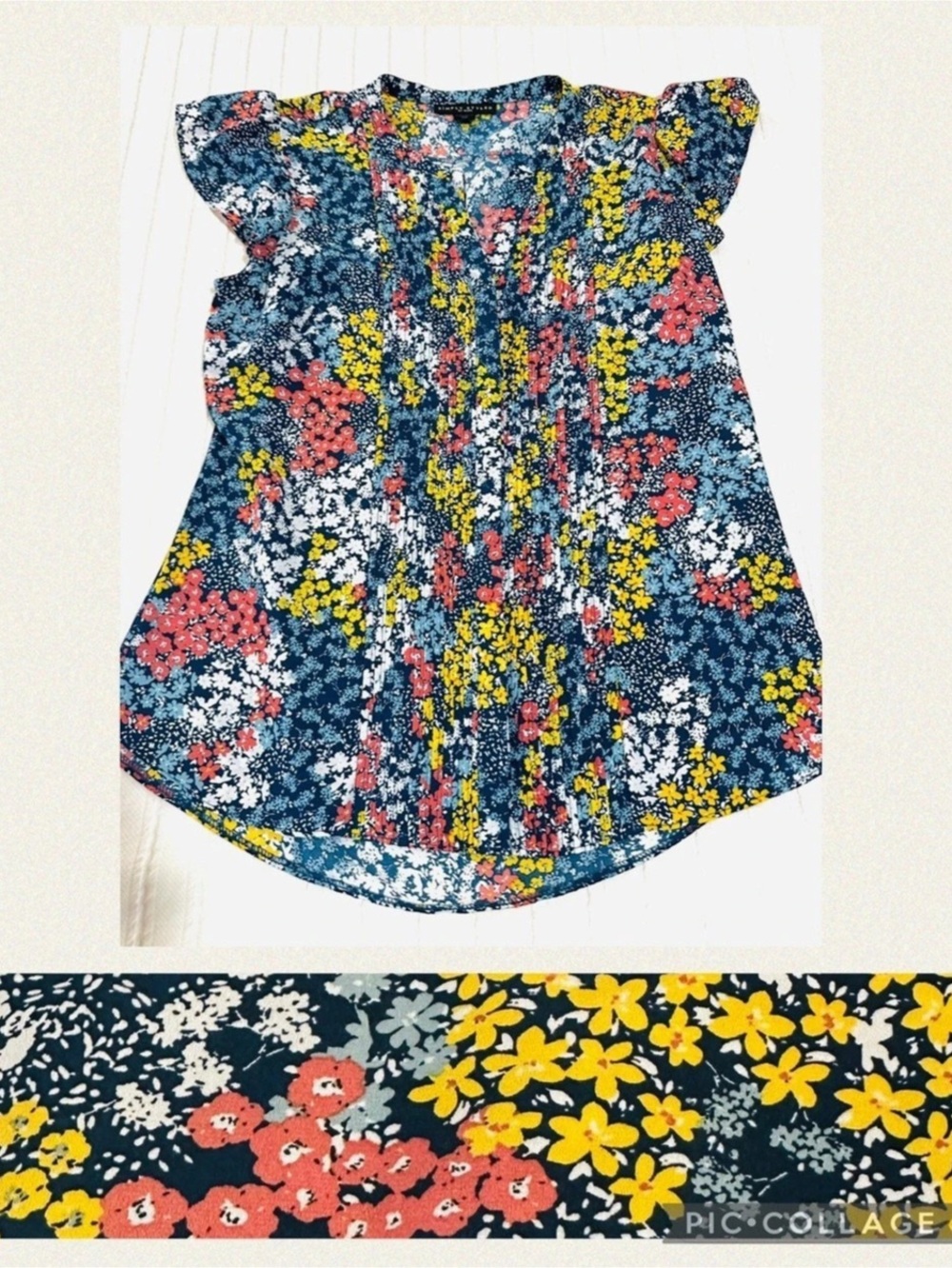 Simply Styled Floral Blouse in Blue & Yellow